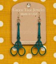 aqua marine green tree scissor earrings