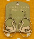 green tree swan in oval earrings